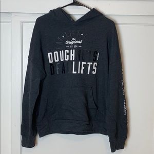 Doughnuts & Deadlifts charcoal hoodie